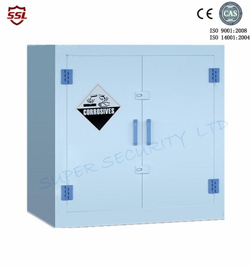 Gabinete de almacenamiento corrosivo de la seguridad blanca PP plástico con los estantes ajustables, 28gallon