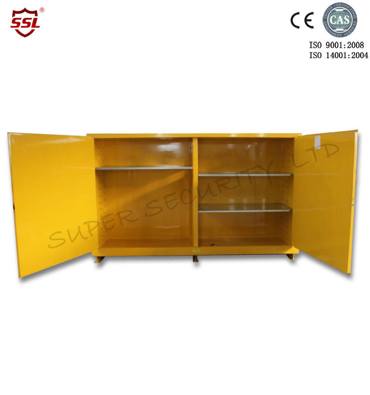 Los gabinetes de almacenamiento inflamables horizontales con 2 puertas cercanas del manual, encienden los gabinetes seguros