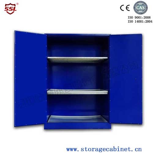 Gabinete de almacenamiento corrosivo sulfúrico líquido químico azul con 2 puertas